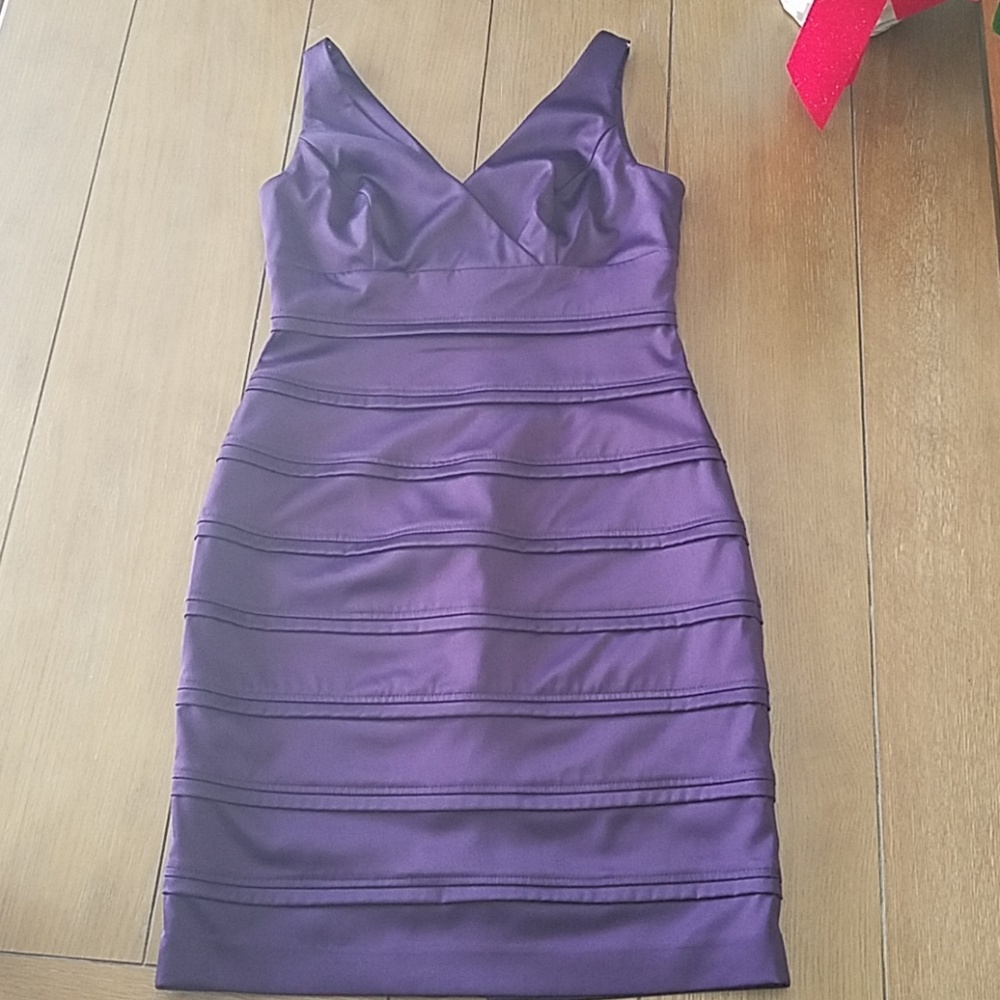 Sleeveless Purple V-Neck Bandage Dress